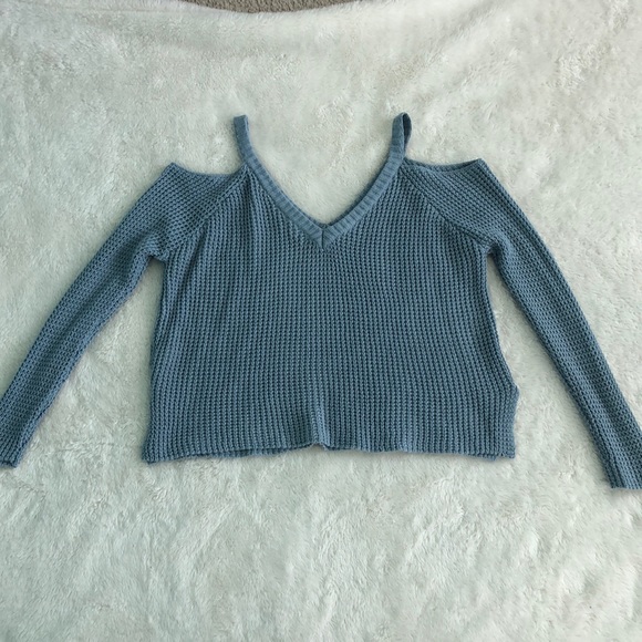 PacSun cold shoulder light blue sweater - Picture 2 of 3